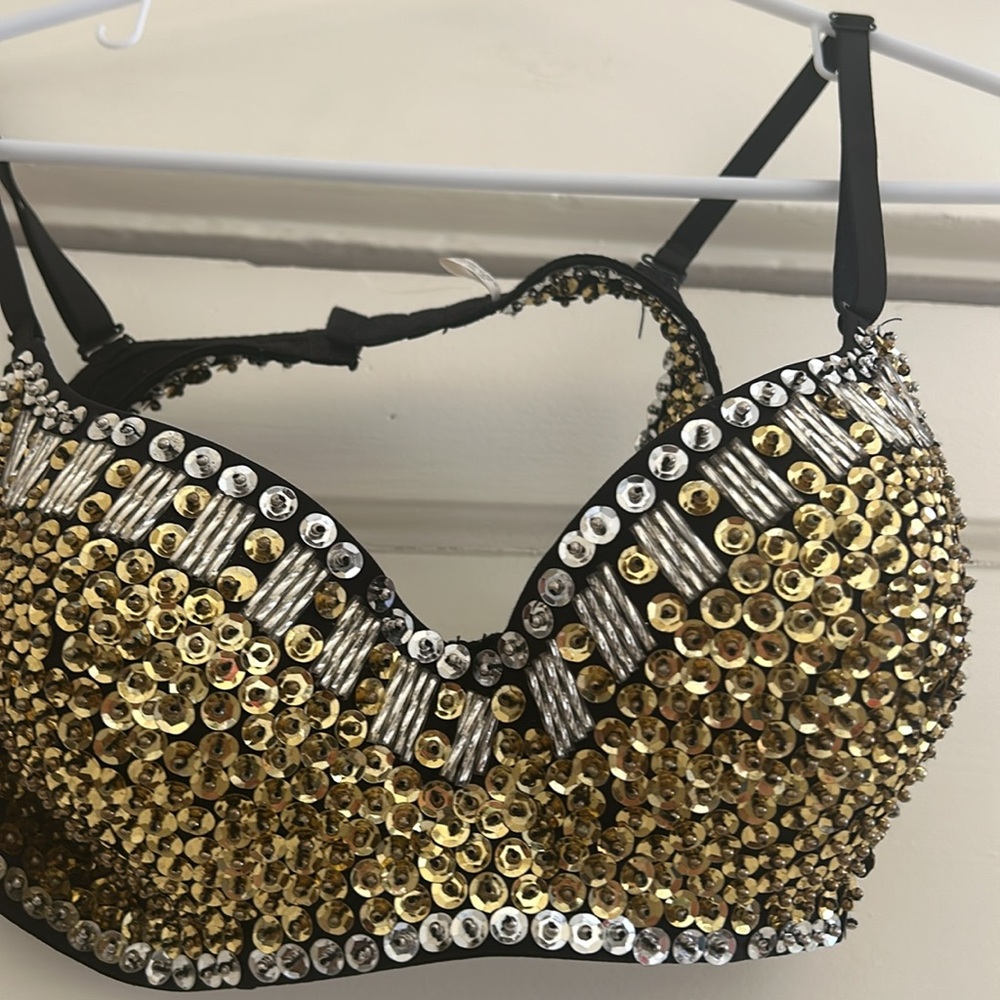 Gold sequin bra top!